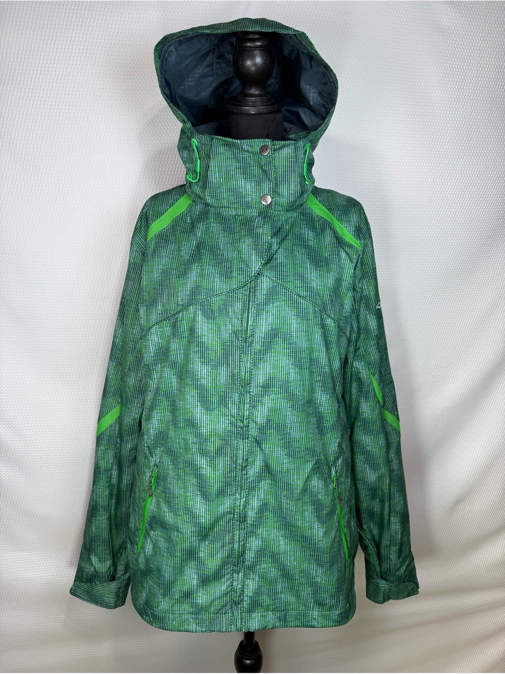 Columbia Omni-Tech Interchange Hooded Ski Snow Jacket Green Women’s XL